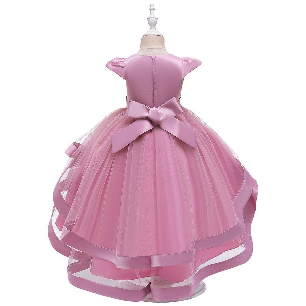 Girl Birthday Party Princess Dress Embroidered Fluffy Tail Pageant Dress