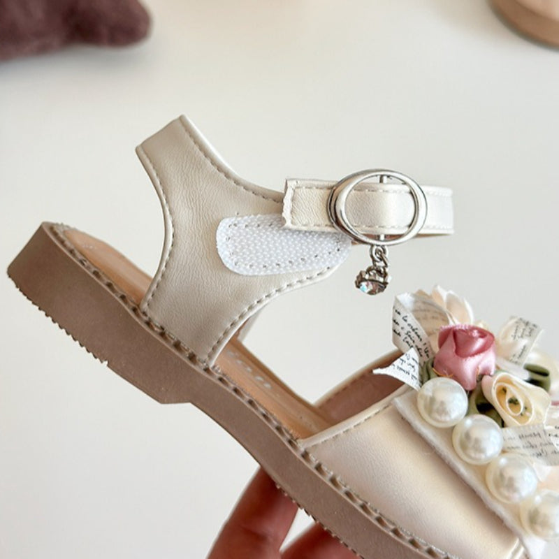 Girls' Summer Princess Flower Soft-Soled Sandals