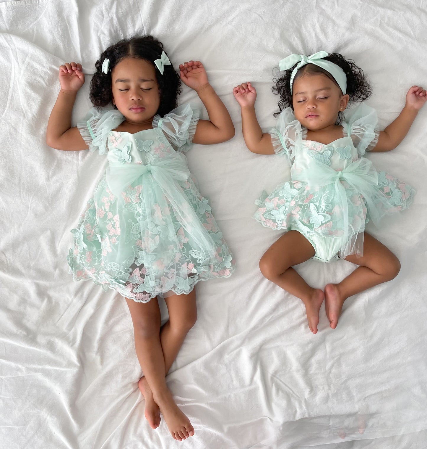 Butterfly Kisses Peppermint Pink Embroidered Baby Girl Tulle Party Romper