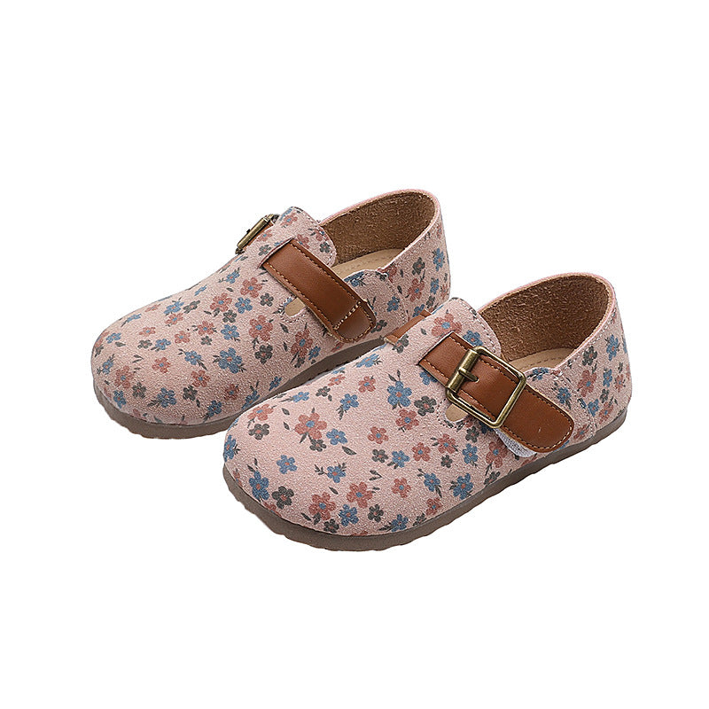 Girls Floral Princess Shoes Children's Soft Sole Shoes