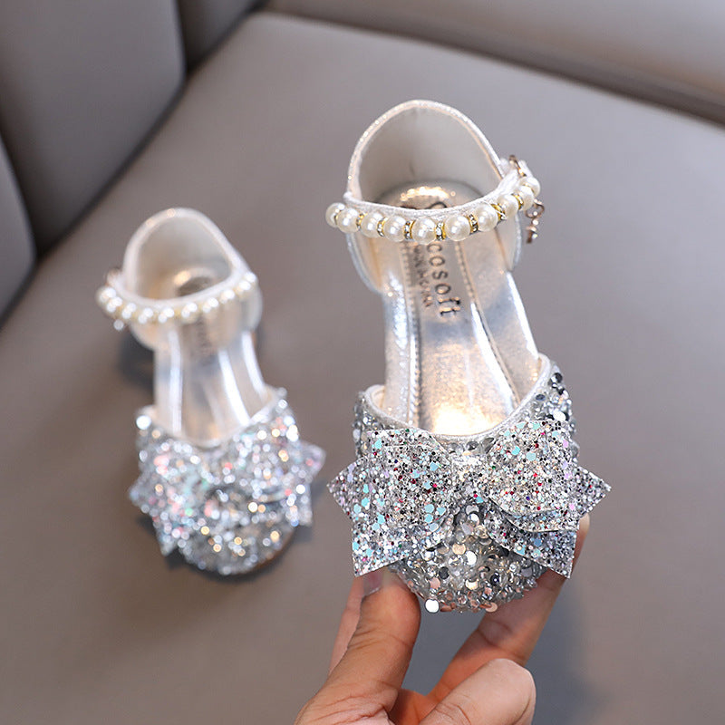 Cute Girls Bow Tie Beauty Pageant Sequins Princess Shoes