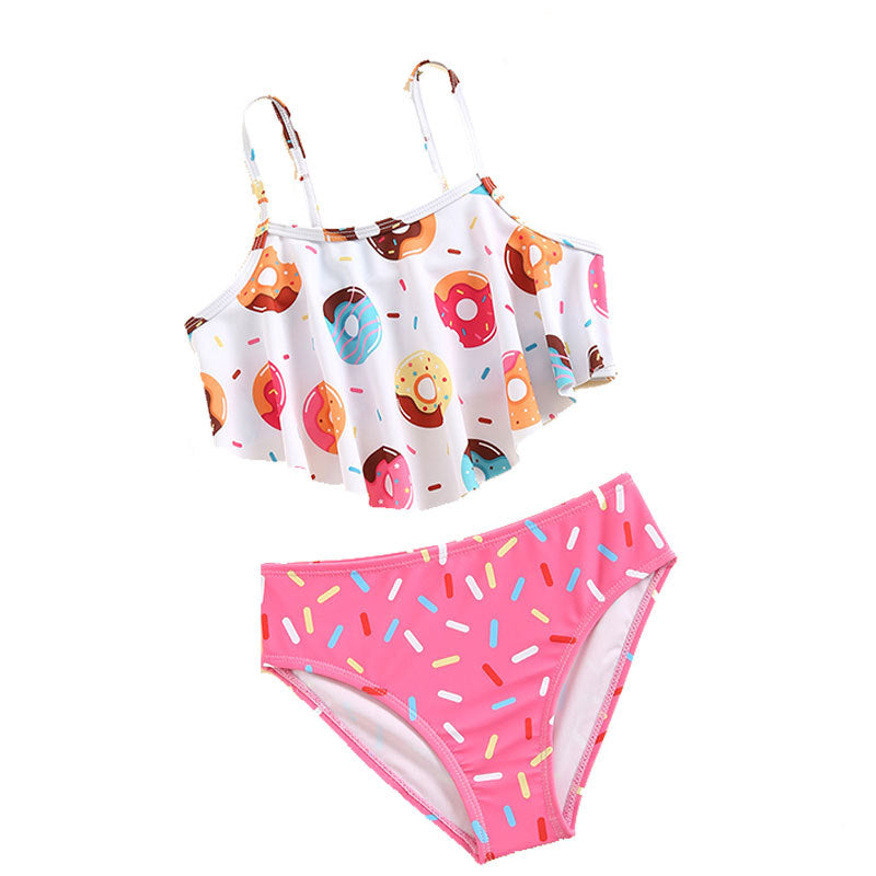 New Children's Cartoon Swimsuit Girls Suspender Swimsuit Two-piece Set
