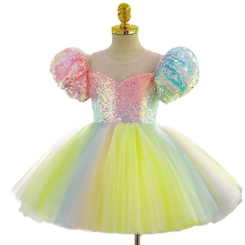 Baby Girl Rainbow Birthday Party Princess Dress Little Girl's Dresses Toddler Christmas Dress