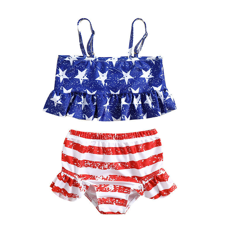 Girls Swimsuit Children's Blue Star Print Swimsuit
