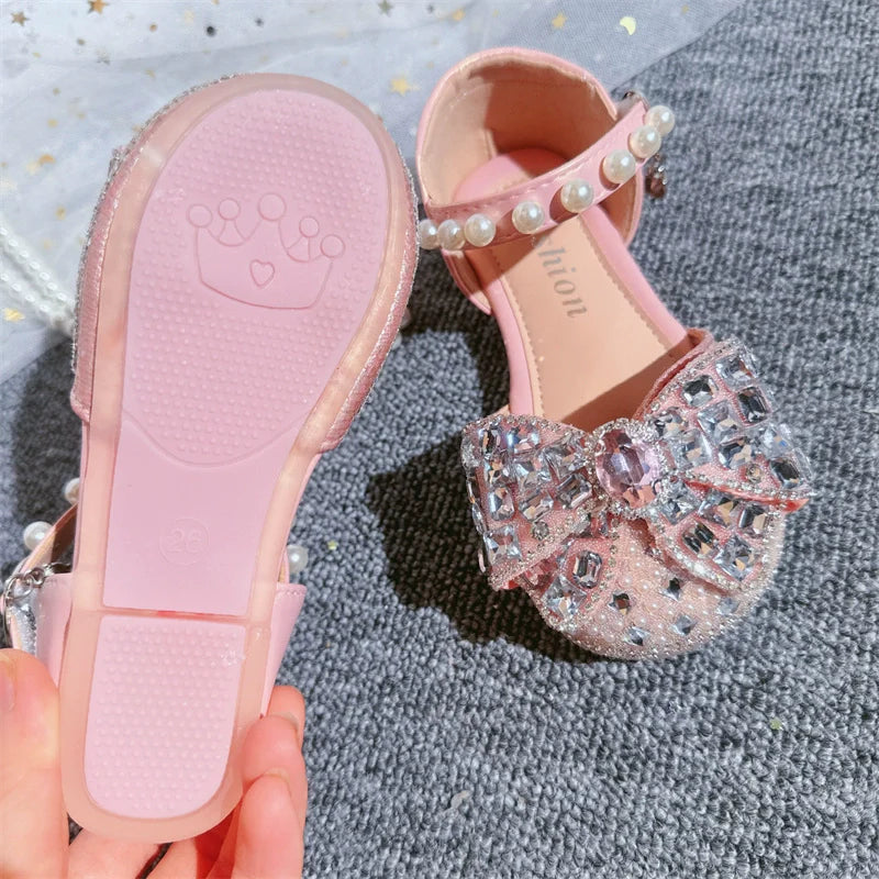 Cute Summer Baby Girls Pink Pearl Bow-knot Shoes