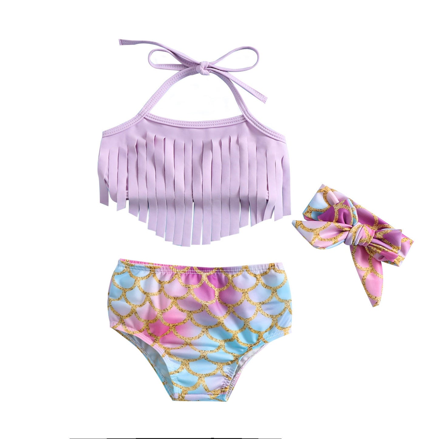 Summer Mermaid Swimsuit Children's Tassel Swimsuit Two-piece Set