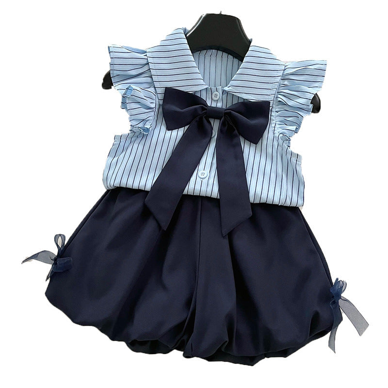 Girls Summer Preppy Outfit Girls Back to School Two-piece Set