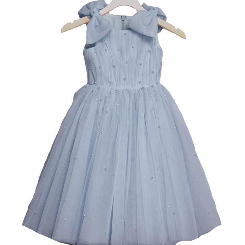 Baby Girl Beauty Pageant Bead Mesh Dress Toddler Birthday First Communion Princess Dress