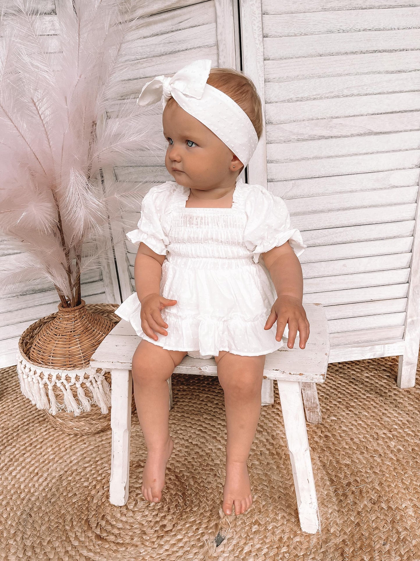 Lila White Baby Girl Cotton Romper