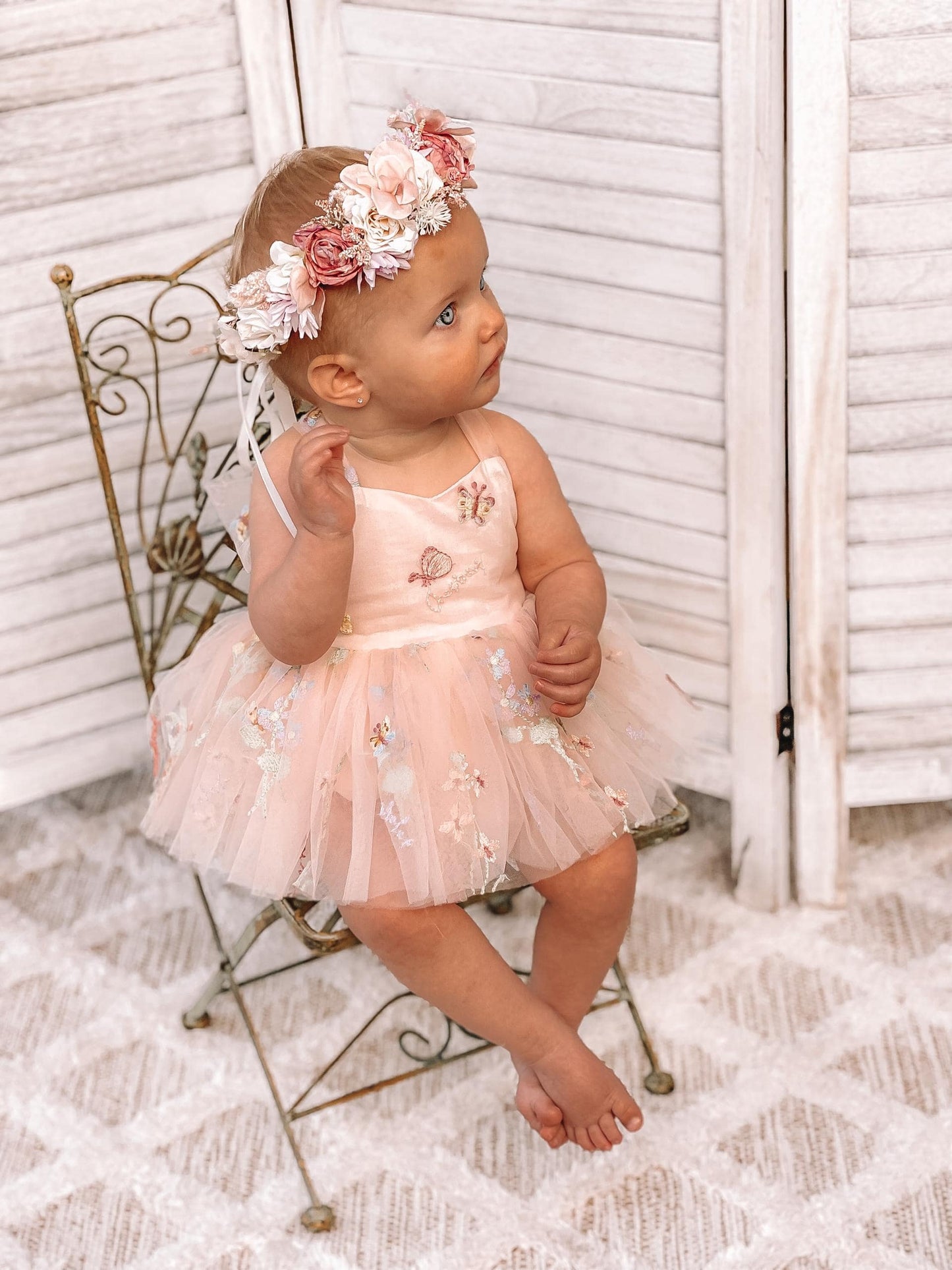 Sugar Plum Heavenly Pink Baby Girl Tulle Party Romper