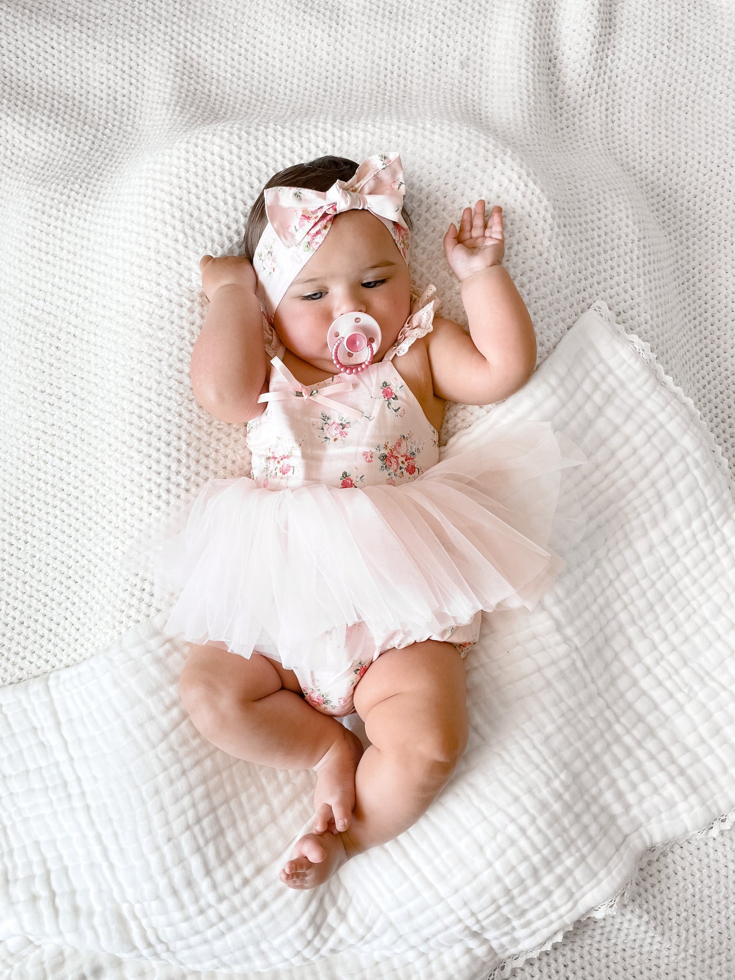 Mirabelle Flower Candy Pink Baby Girl Floral Tulle Party Romper