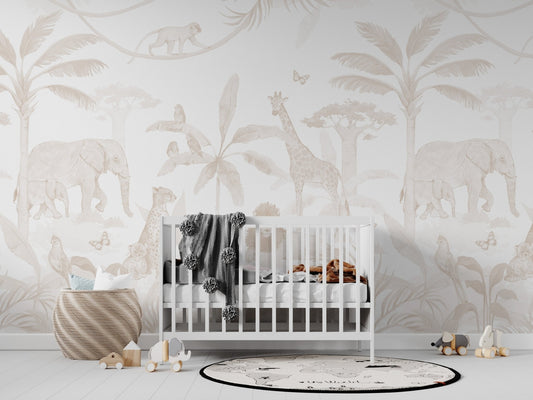 African Safari Mural, Neutral