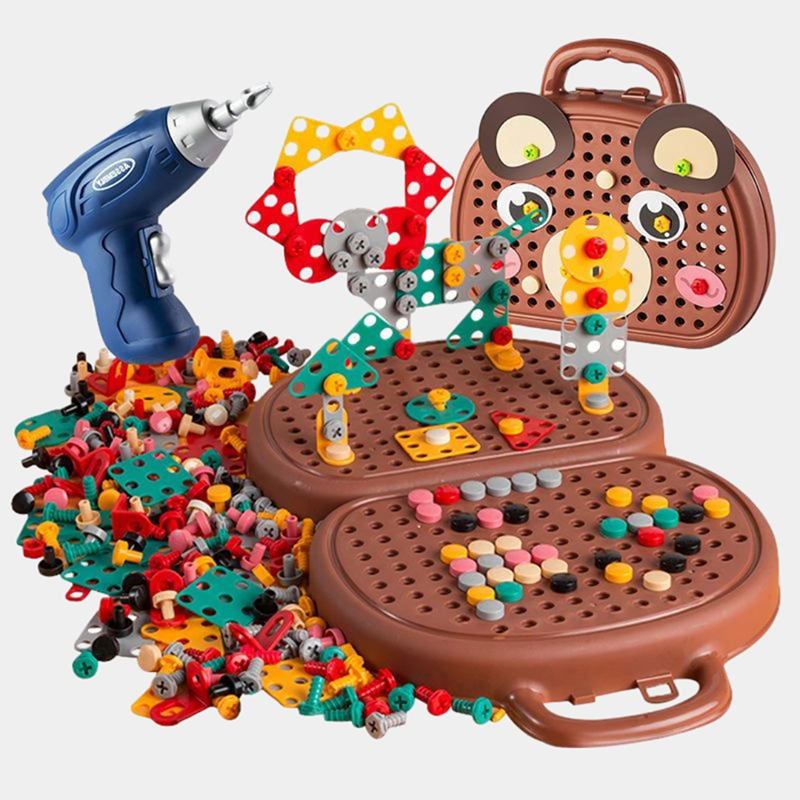 JooBox™ Montessori Tool Box – Kids Building Set with Working Toy Drill (204 Pieces)