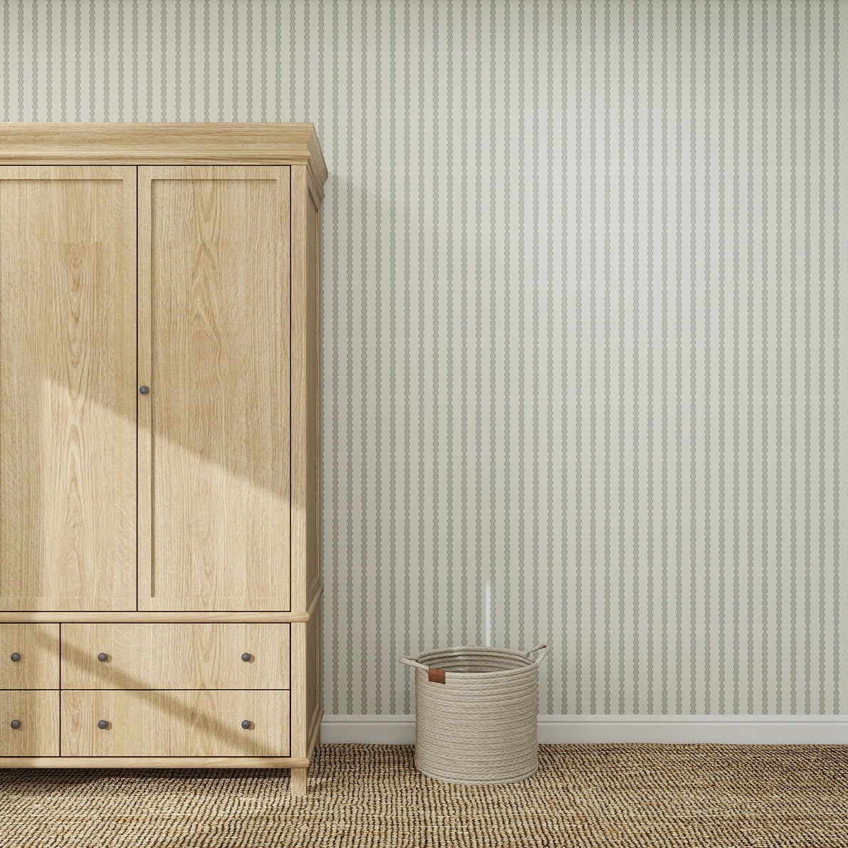 Little Abacus Stripe Wallpaper, Blue and Green