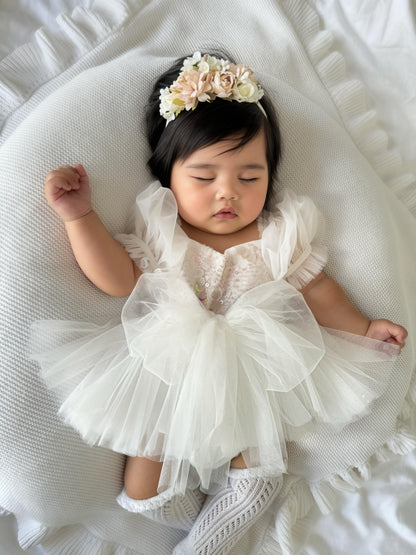 Jewel Sequin White Sparkle Baby Girl Tulle Party Romper