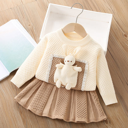 Girls Comfortable Outfit Girls Elegant School Outfit Two-piece Set