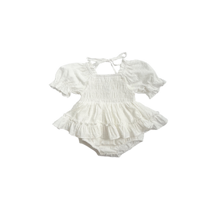 Lila White Baby Girl Cotton Romper