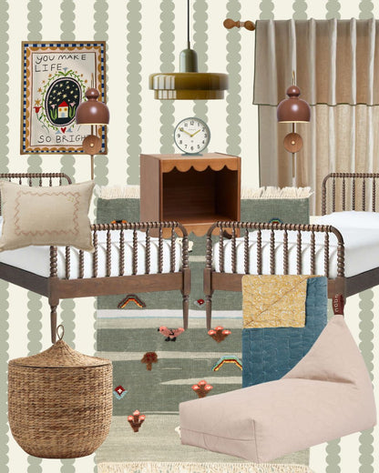 Scallop Stripe Wallpaper, Green