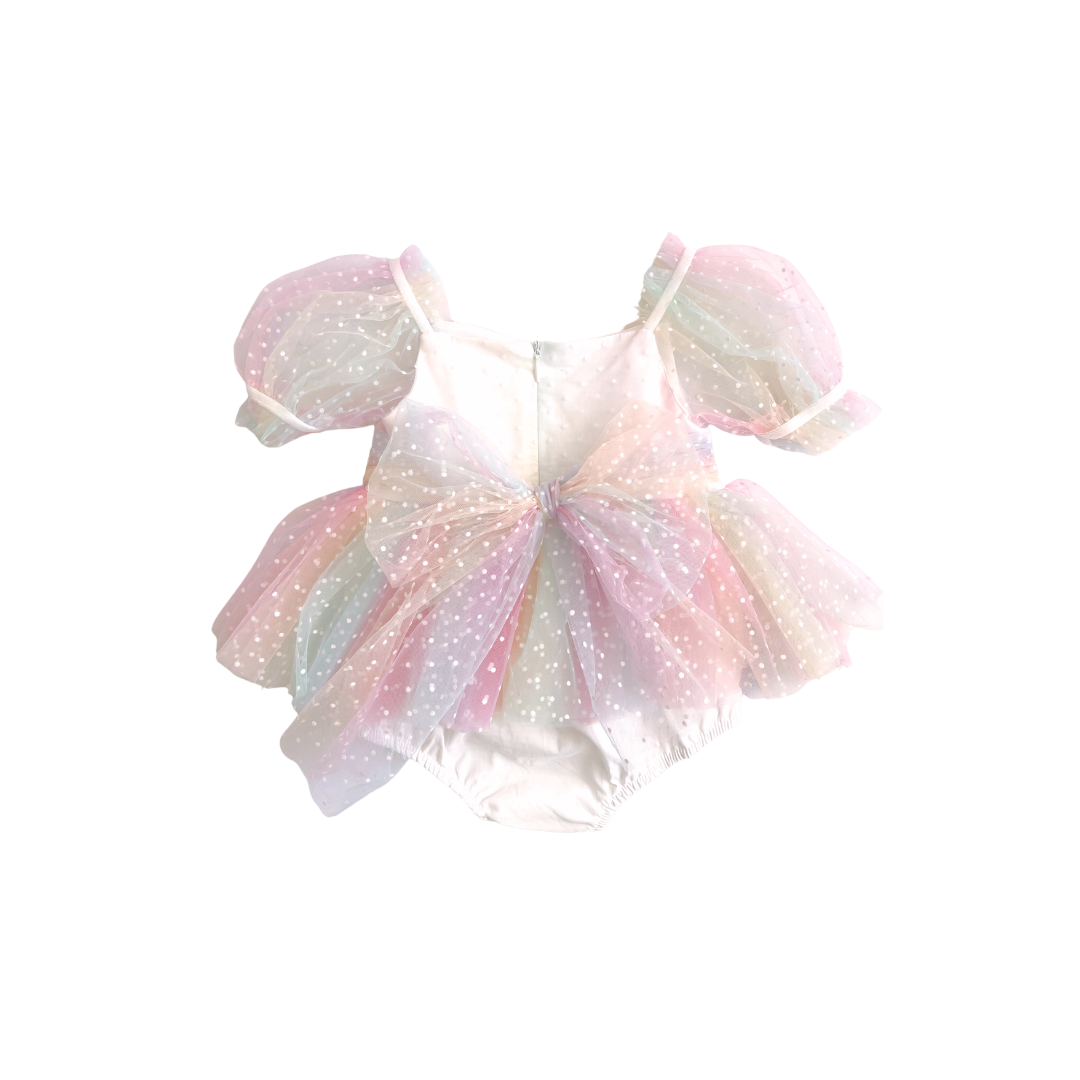 Rainbow Fairy Floss Baby Girl Tulle Party Romper