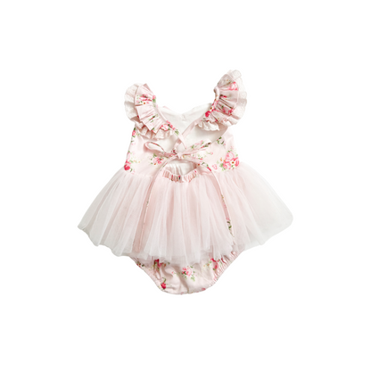 Mirabelle Flower Candy Pink Baby Girl Floral Tulle Party Romper