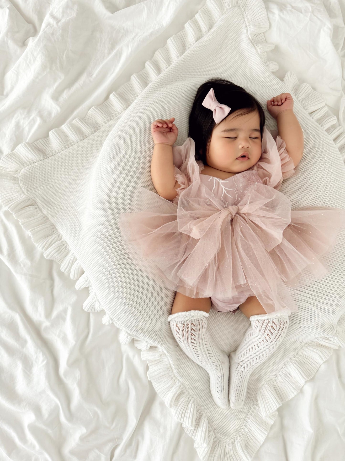 Jewel Sequin Dusty Pink Sparkle Baby Girl Tulle Party Romper