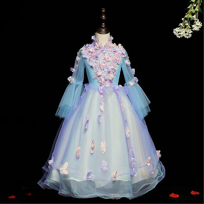 Toddler Girl Birthday Party Dress Summer Floral Print Fluffy Princess Dress