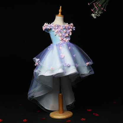 Toddler Girl Birthday Party Dress Summer Floral Print Fluffy Princess Dress