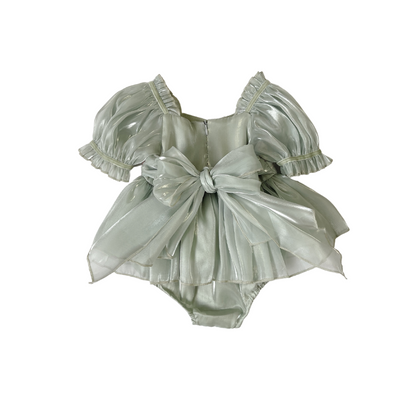 Mermaid Sequin Green Organza Baby Girl Party Romper