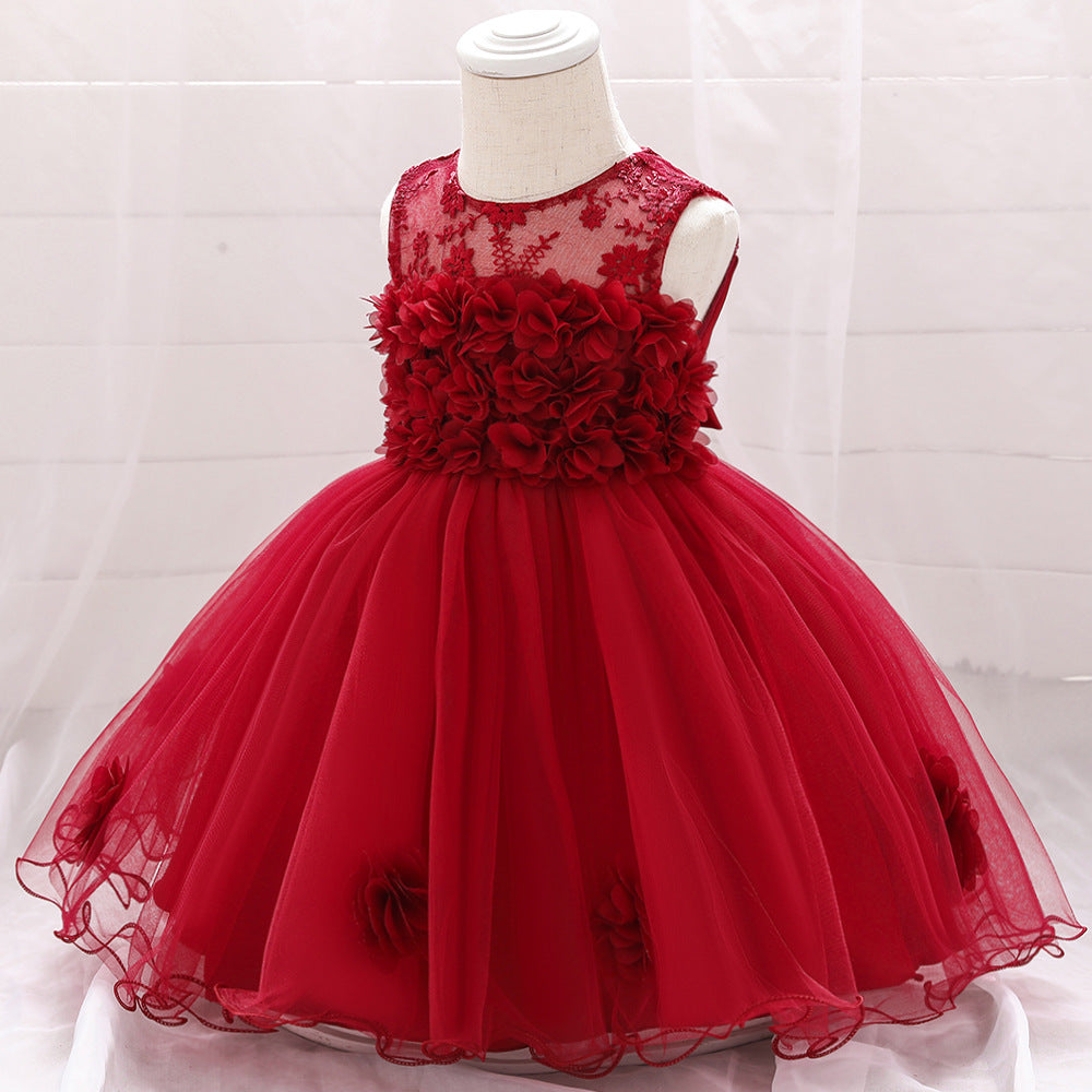 Baby Girl Birthday Dresses Toddler Summer Lace Sleeveless Formal Princess Dress