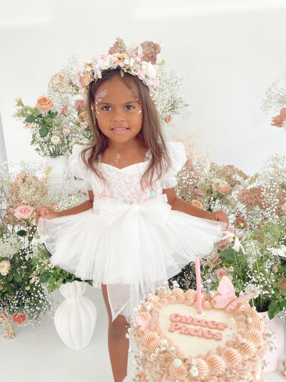 Jewel Sequin White Sparkle Baby Girl Tulle Party Romper