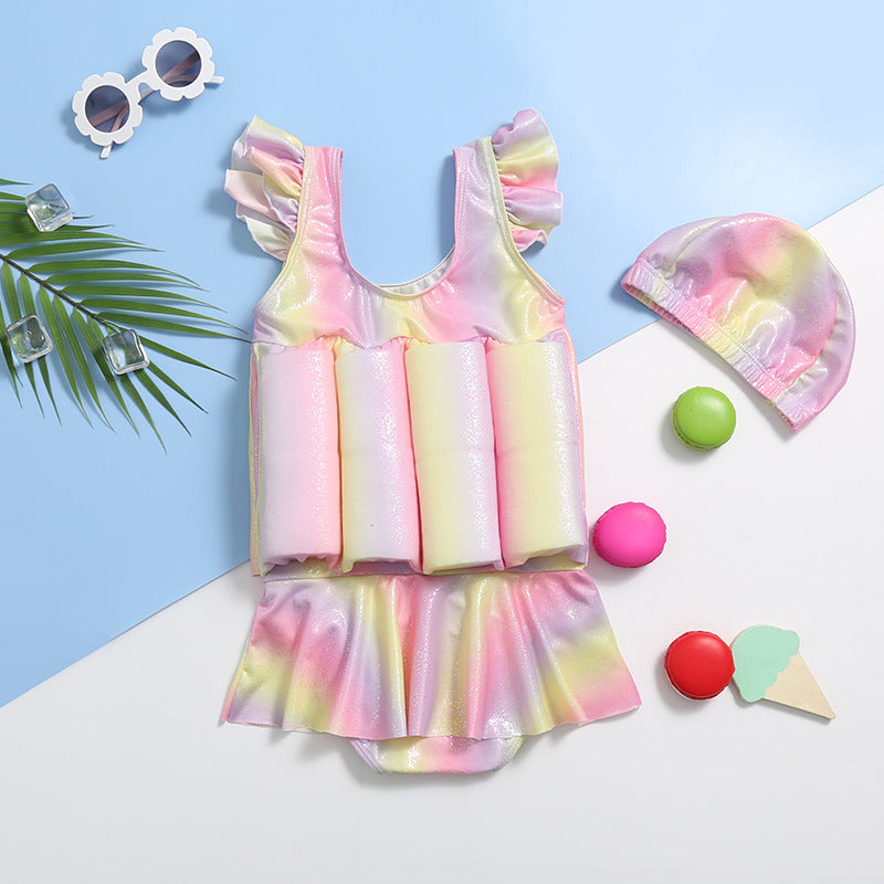 Baby Girl Cute New Buoyancy Rainbow Onesie Swimsuit