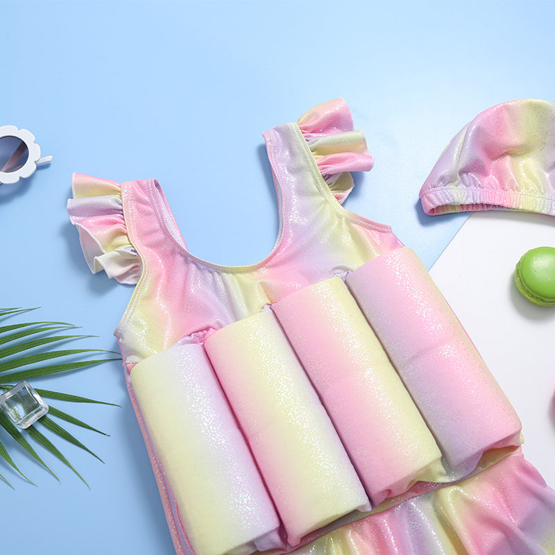 Baby Girl Cute New Buoyancy Rainbow Onesie Swimsuit