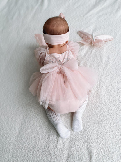 Jewel Sequin Pastel Pink Sparkle Baby Girl Tulle Party Romper