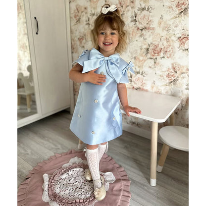 Cute Baby Girl Bead Dress Beauty Pageant  Dress Toddler First Communion Dresses