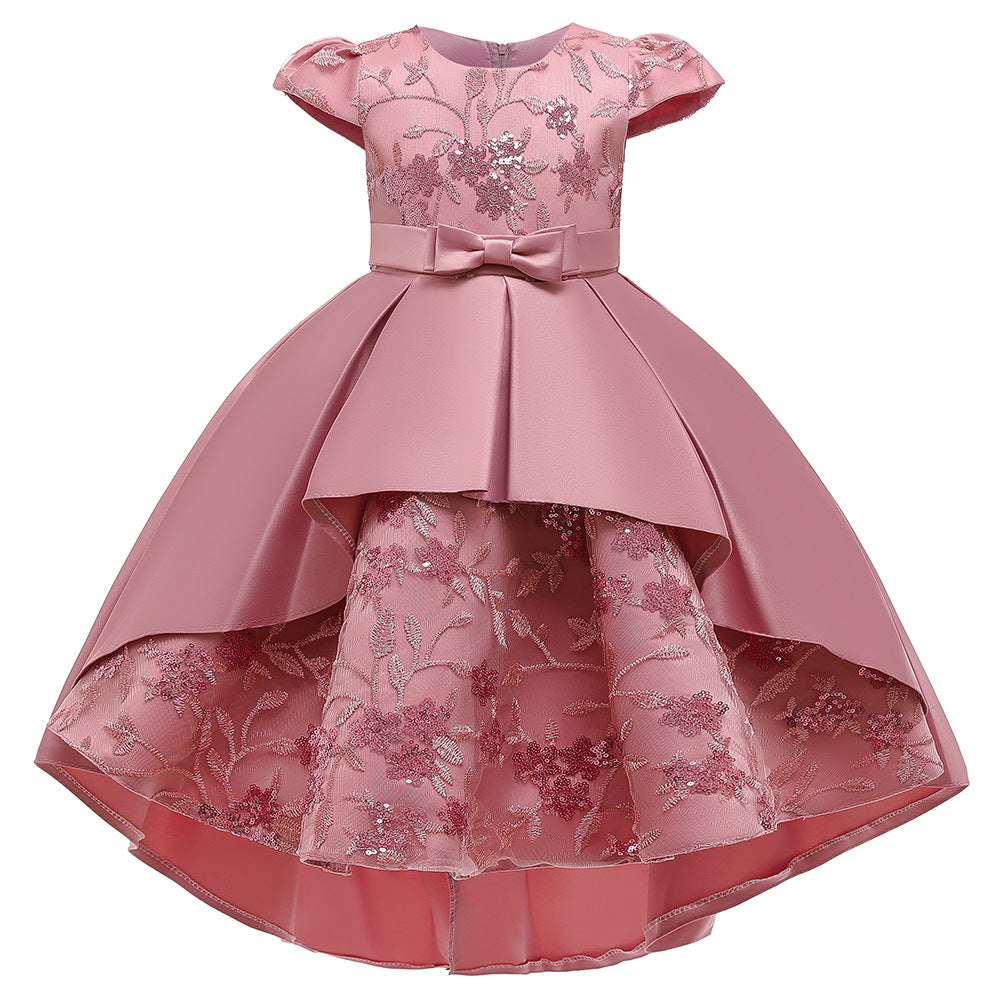 Girl Formal Dresses Baby Girl Flower Bow Fluffy Birthday Party Dress Girls Pageant Dresses