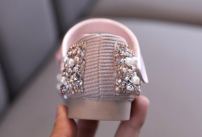 Girl Dress Shoes Bowknot Sequins Dance Performance Shoes