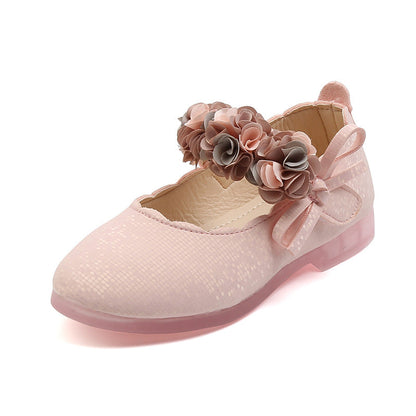 Girls Flower Crystal Bowknot Soft-soled Princess Shoes