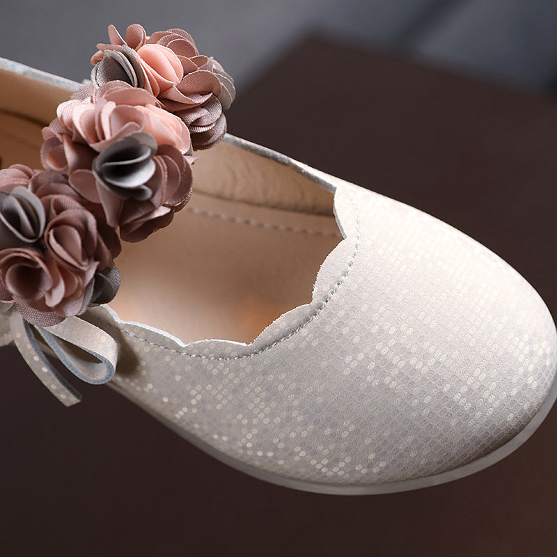 Girls Flower Crystal Bowknot Soft-soled Princess Shoes