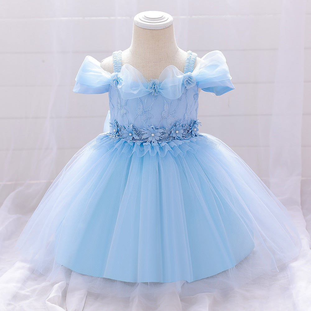 Baby Girl Birthday Dresses Toddler Lace Embroidery Fluffy Formal Princess Dress