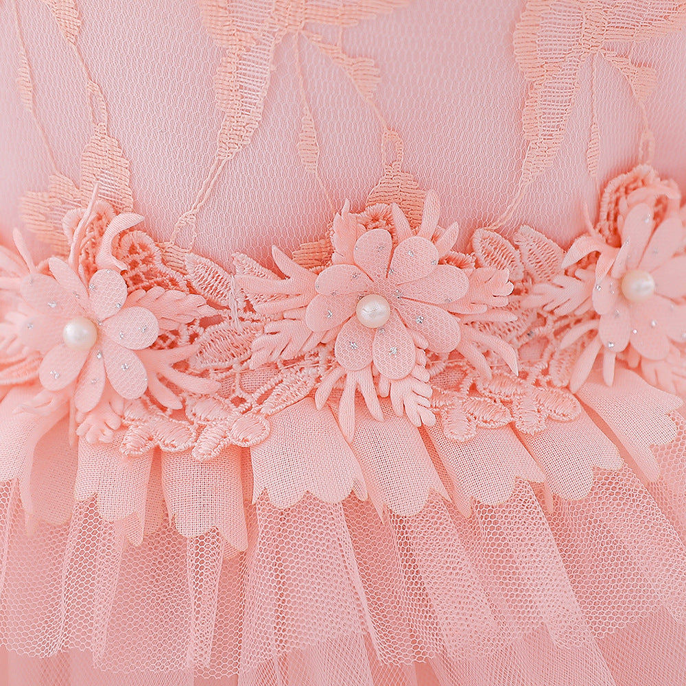Baby Girl Birthday Dresses Toddler Lace Embroidery Fluffy Formal Princess Dress
