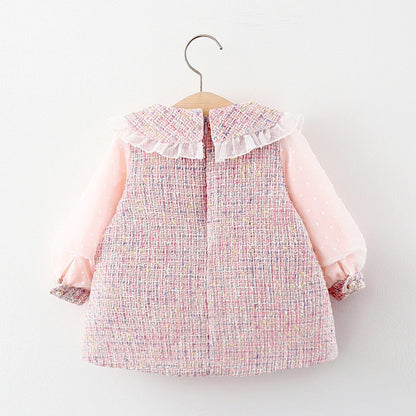 Girls Autumn Plaid Dress Girls Casual Long-sleeved Dress
