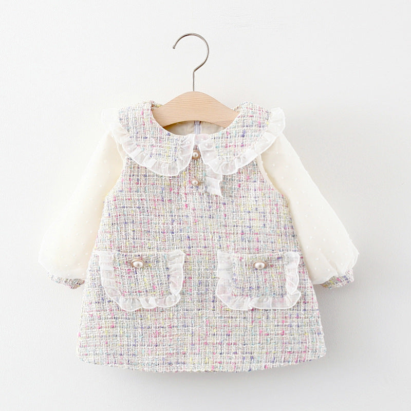 Girls Autumn Plaid Dress Girls Casual Long-sleeved Dress