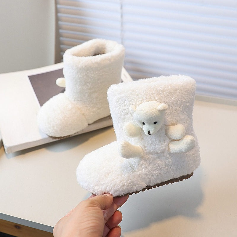 Girls' Winter Cartoon Lamb Wool Snow Boots
