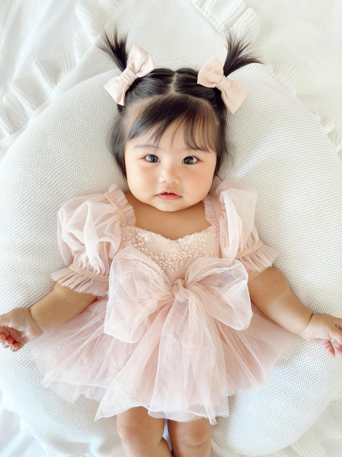 Jewel Sequin Pastel Pink Sparkle Baby Girl Tulle Party Romper