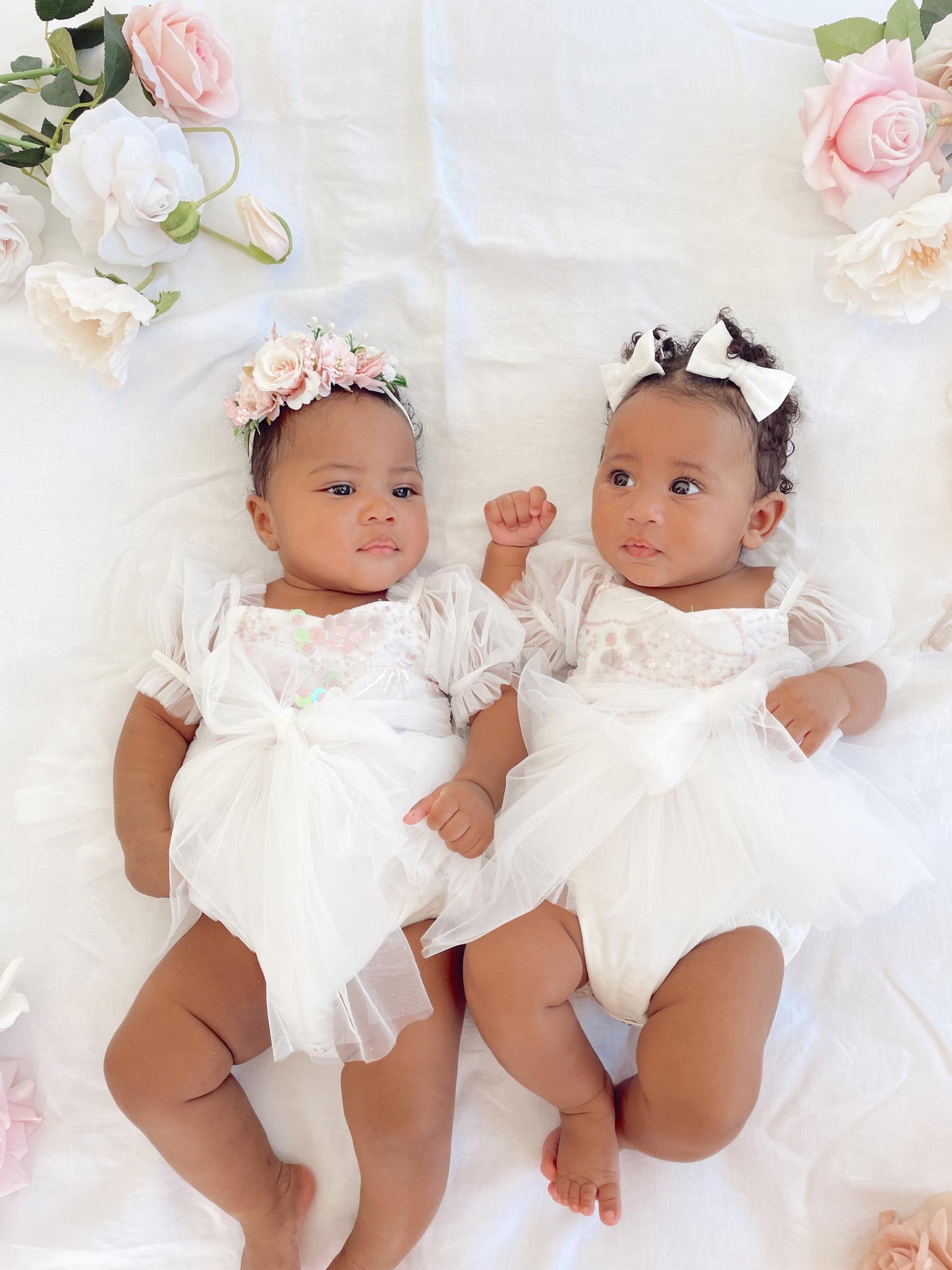 Jewel Sequin White Sparkle Baby Girl Tulle Party Romper