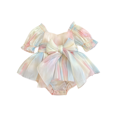 Sherbet Fairy Pastel Rainbow Organza Baby Girl Party Romper
