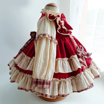 Baby Girl Princess Dress Autumn Winter Long Sleeve Retro Palace Birthday Dress
