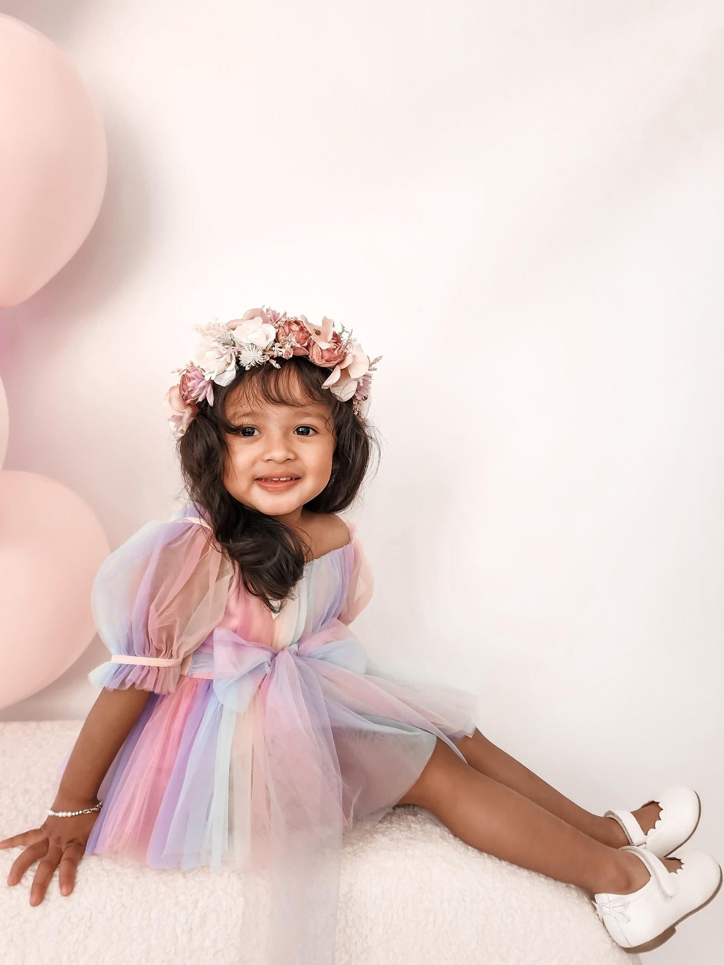 Unicorn Party Baby Girl Rainbow Tulle Romper