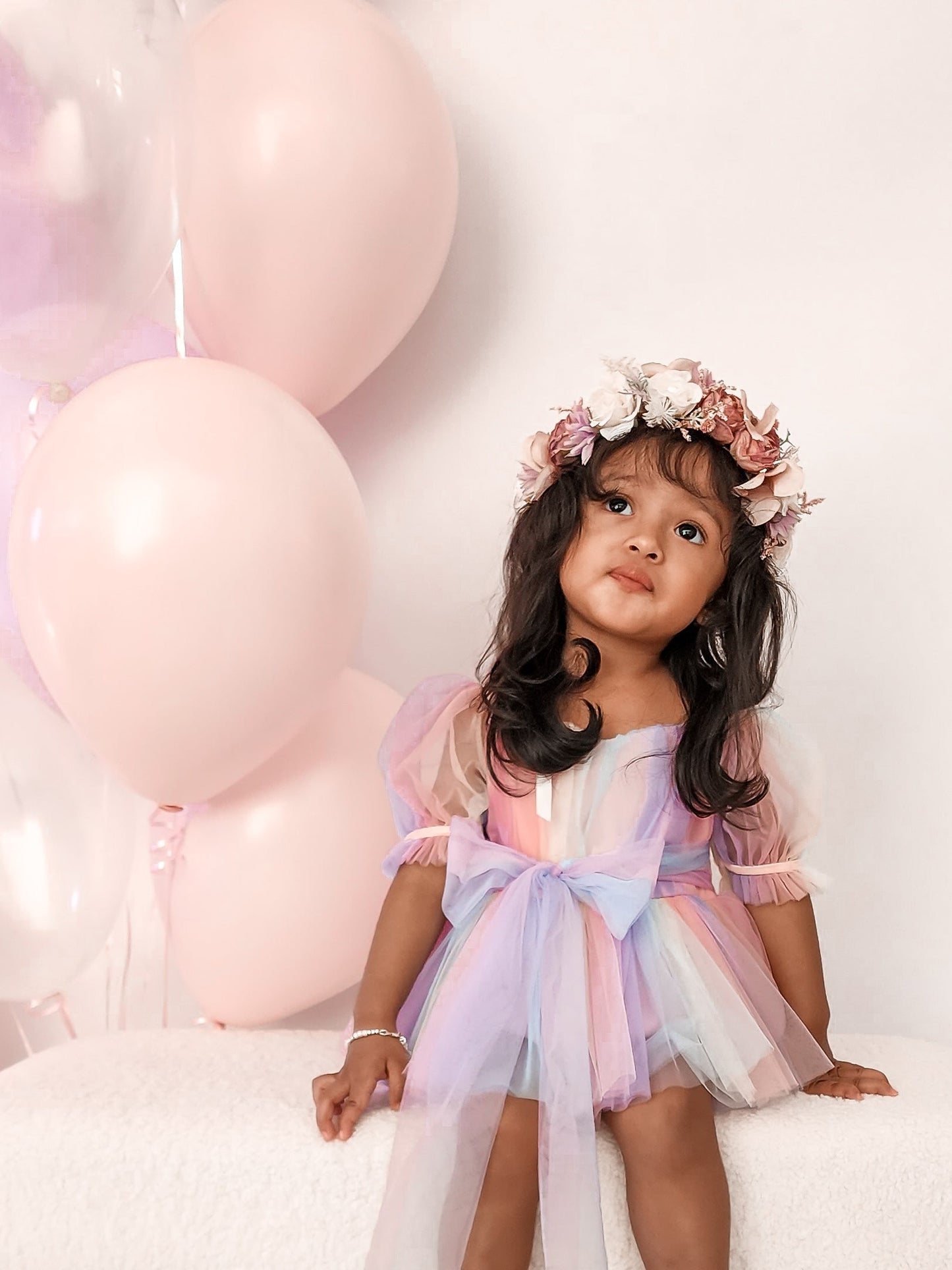 Unicorn Party Baby Girl Rainbow Tulle Romper