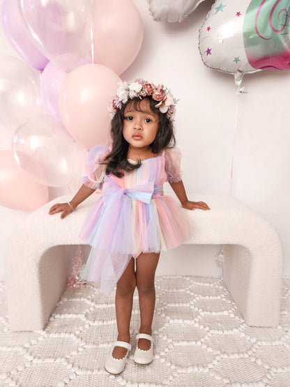 Unicorn Party Baby Girl Rainbow Tulle Romper